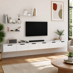 Specifications for White Floating Wall Cabinets Set
