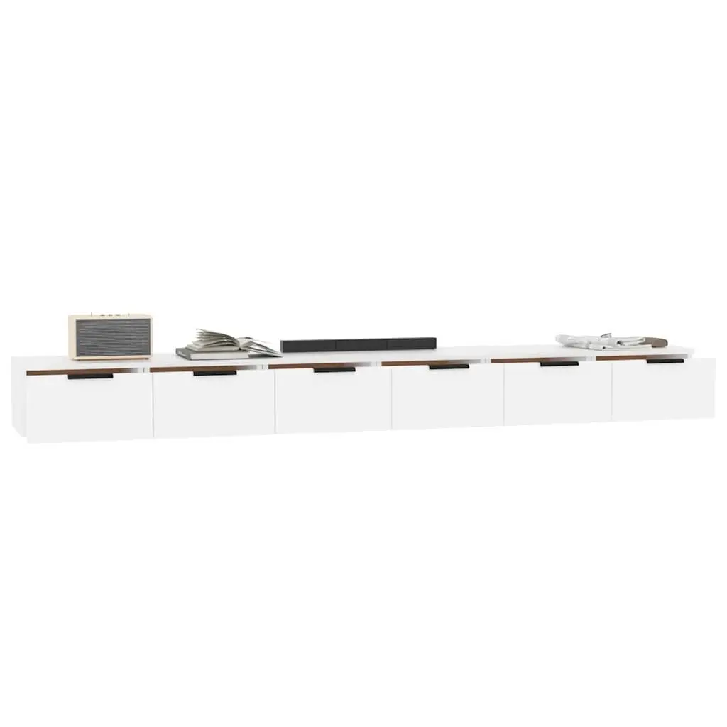 White Floating Wall Cabinets Set