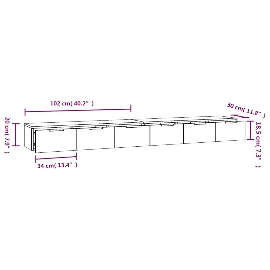 White Floating Wall Cabinets Set