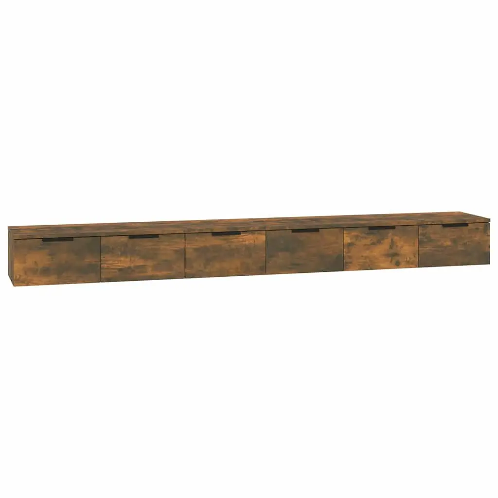 Wall Cabinets for Living Room or Workplace Smoked Oak Engineered Wood Floating Shelves 2 Piece