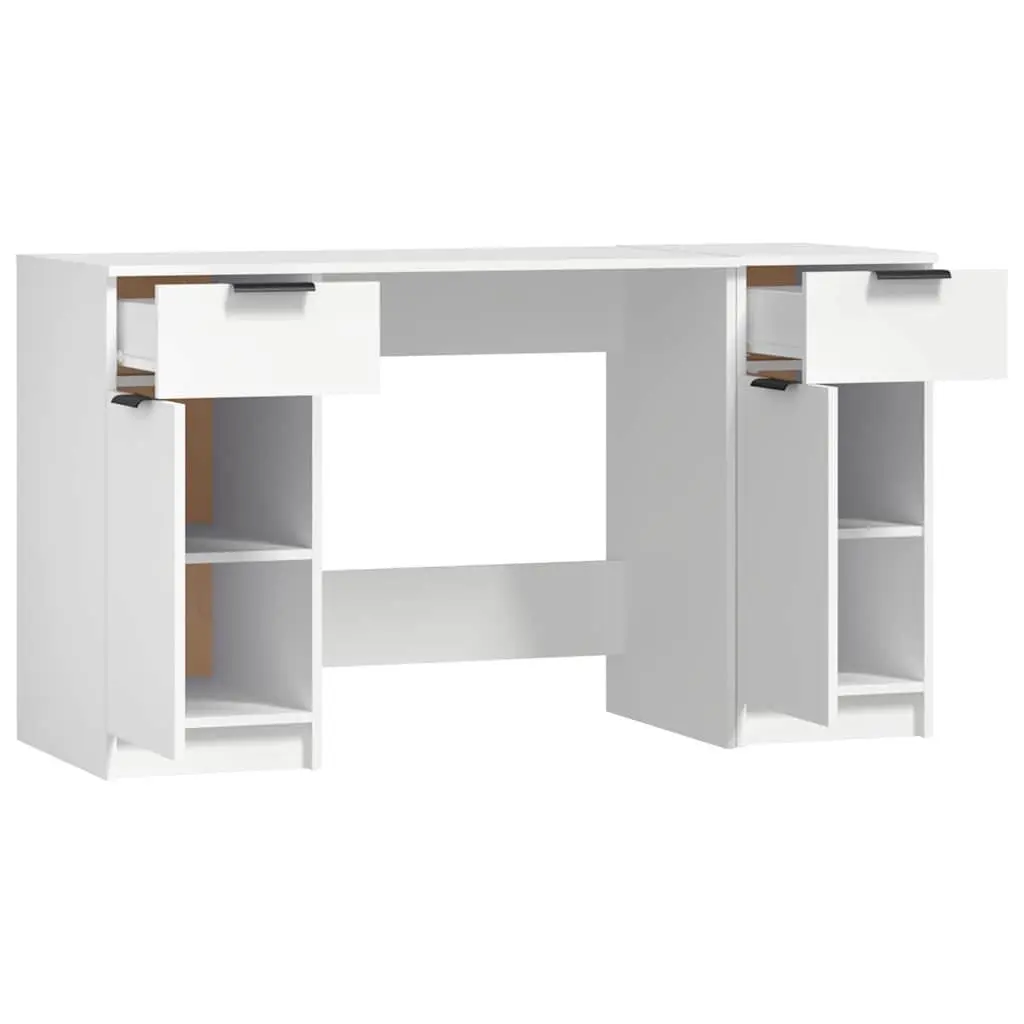 Office Desk for Study or Working Area with Side Cabinet Storage White