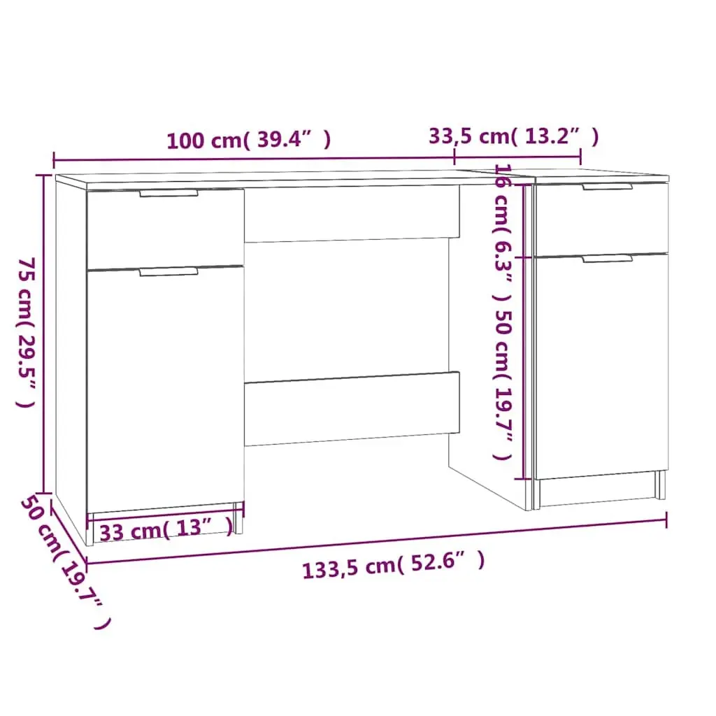 Office Desk for Study or Working Area with Side Cabinet Storage White