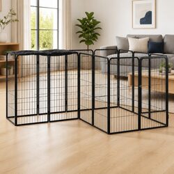 14-Panel Dog Playpen with Powder-Coated Steel Construction
