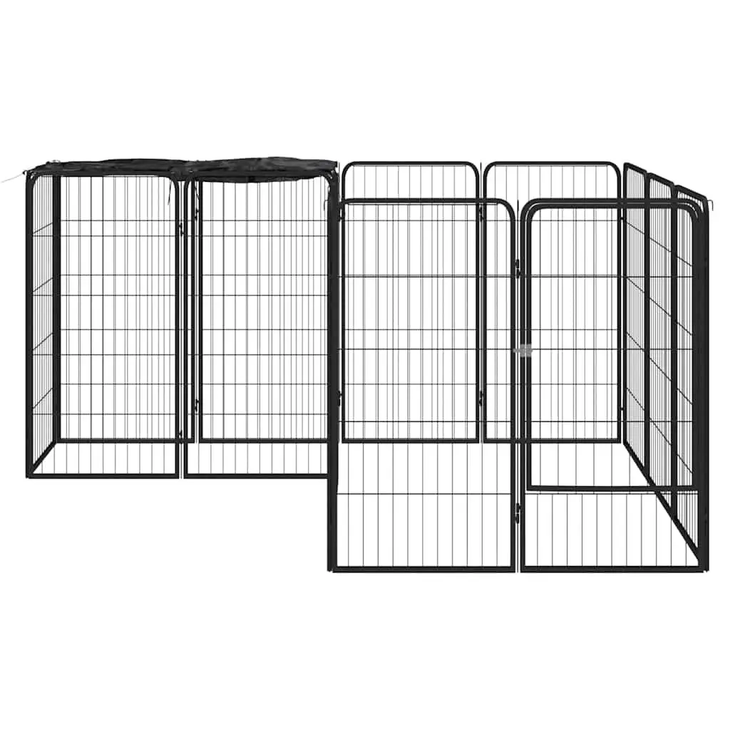 14 Panel Outdoor Dog Playpen Heavy Duty Exercise Pen Black Steel for Safe Puppy Containment
