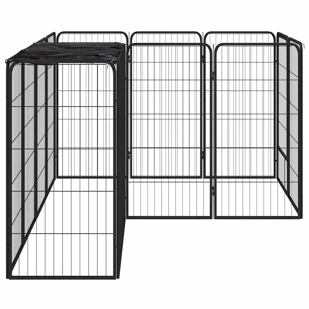 14 Panel Outdoor Dog Playpen Heavy Duty Exercise Pen Black Steel for Safe Puppy Containment