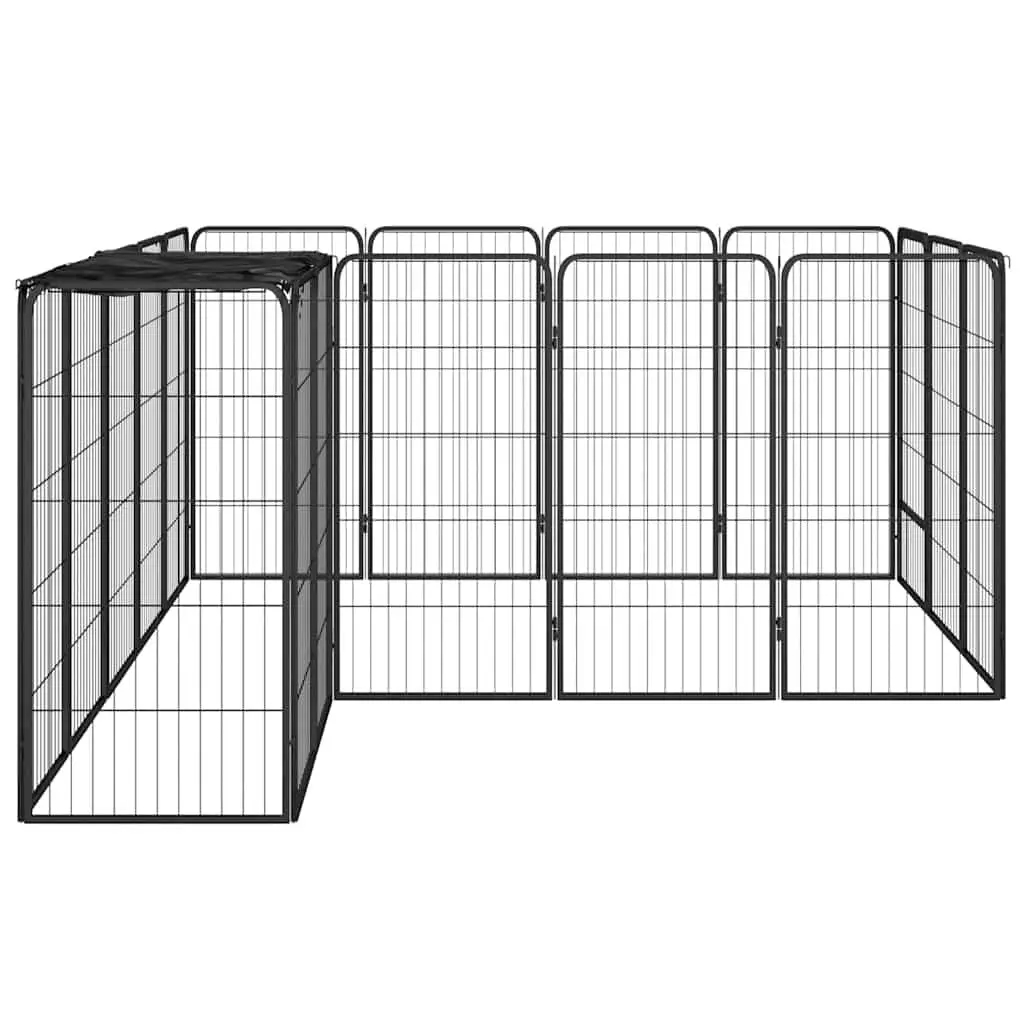 Dog Playpen 18 Panel Puppy Enclosure Pen Indoor Outdoor Black Steel 50 x 100 cm