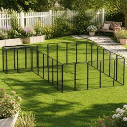 30-Panel Black Steel Dog Playpen – Specs and Details Inside
