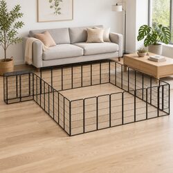Dog Playpen Specifications: 38 Panels, Black Steel Frame