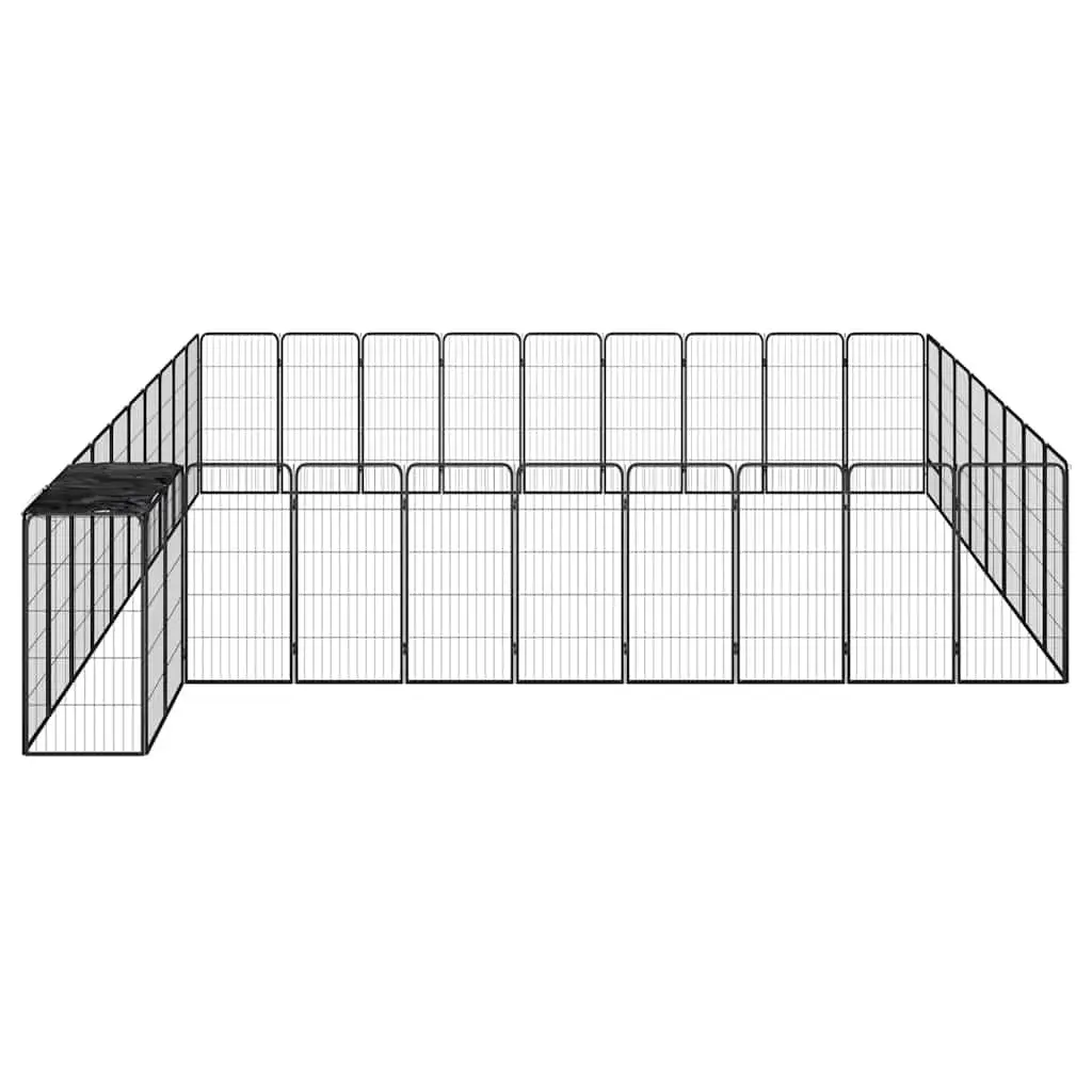 Dog Playpen 38-Panel Black Steel Puppy Run Exercise Pen Outdoor Indoor Kennel
