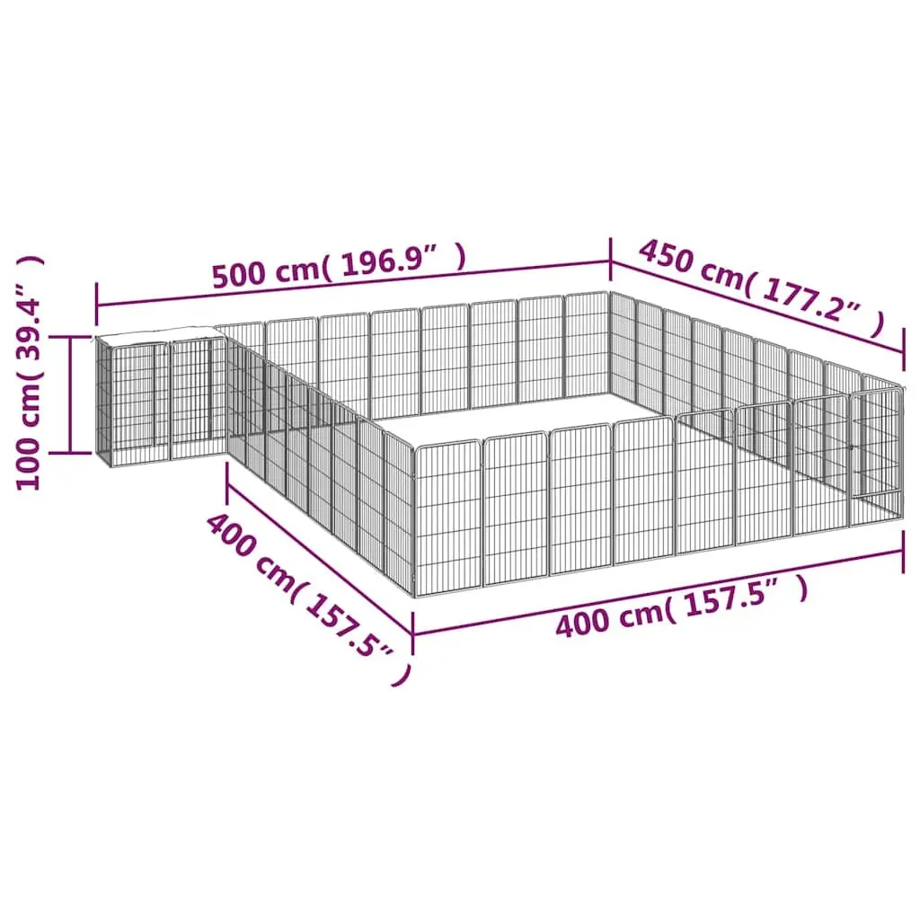 Dog Playpen 38-Panel Black Steel Puppy Run Exercise Pen Outdoor Indoor Kennel