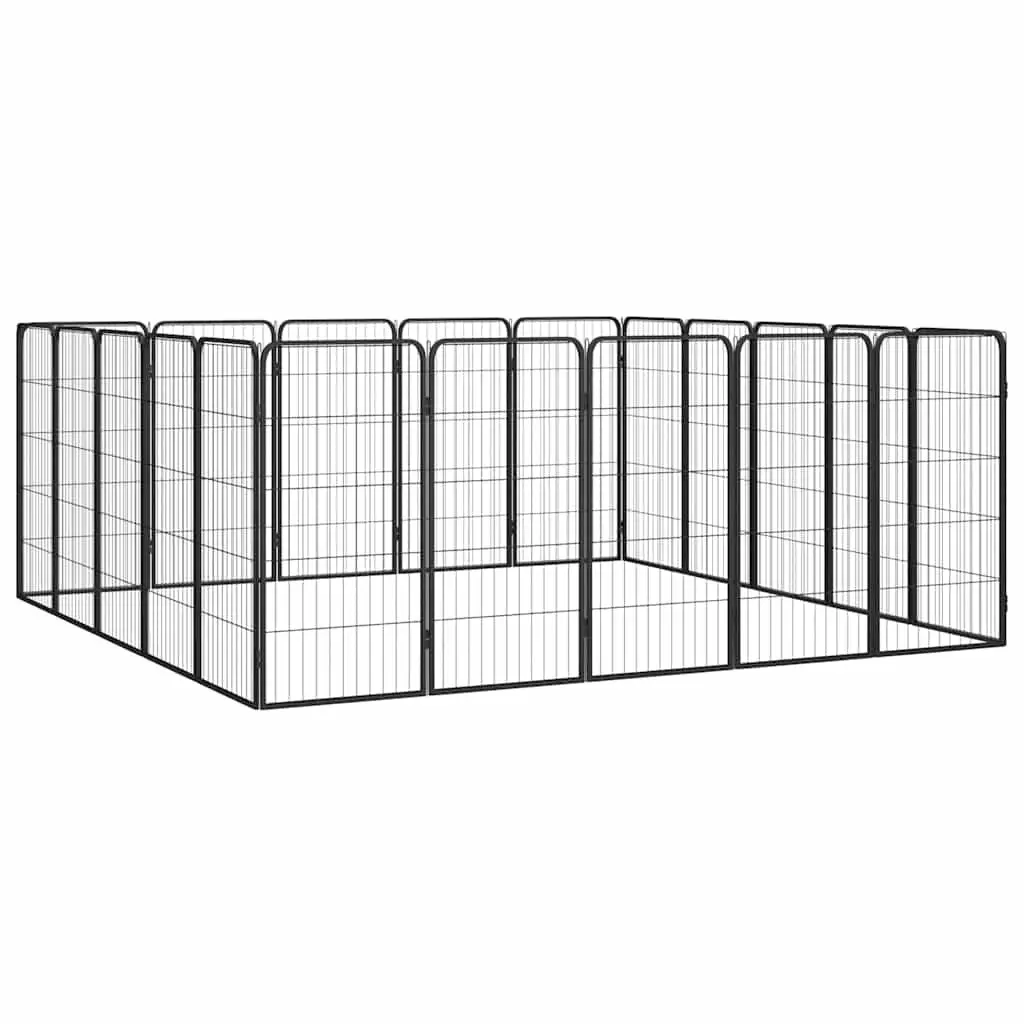 20-Panel Black Steel Dog Playpen