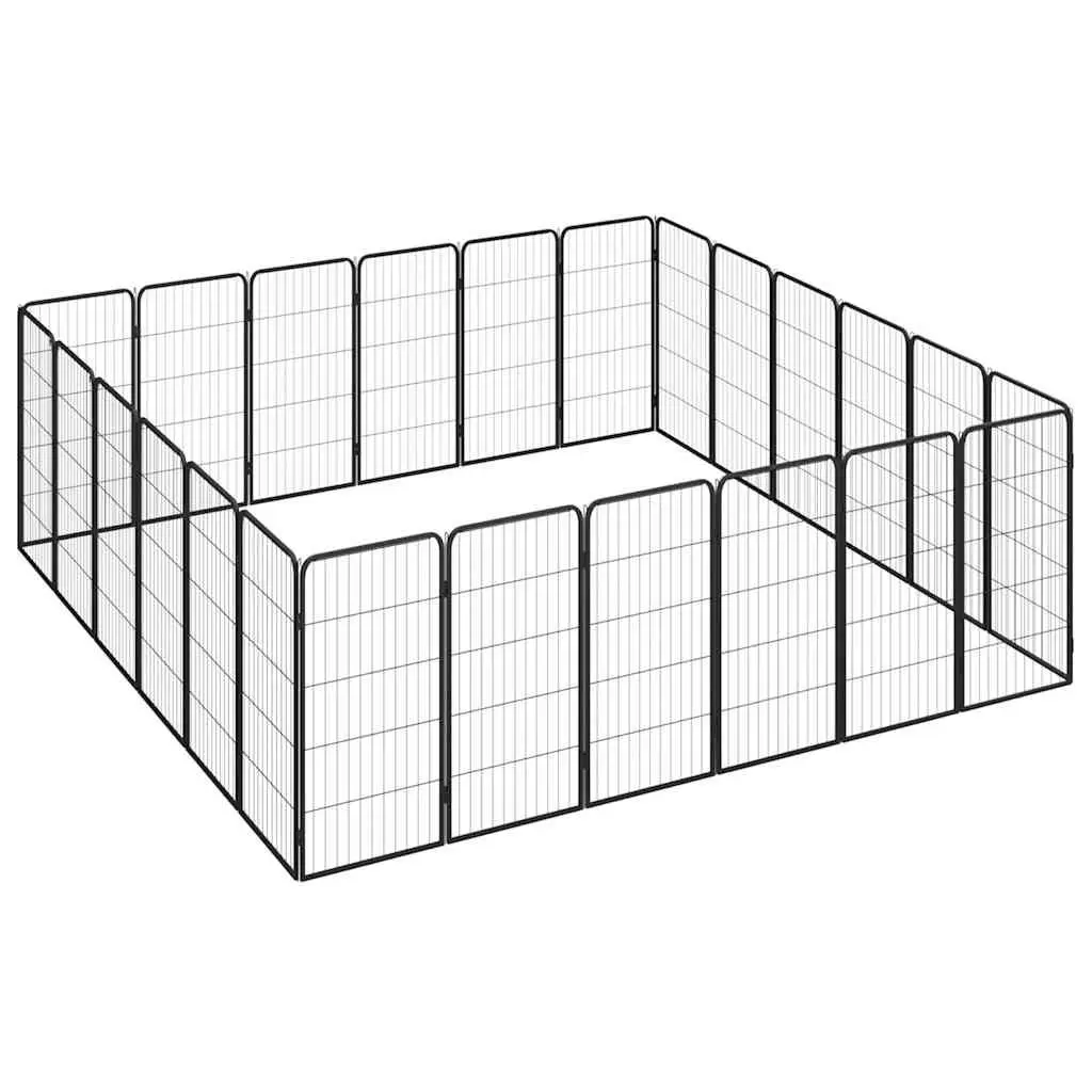 Dog Playpen Outdoor Use 24-Panel Black Powder-coated Steel Exercise