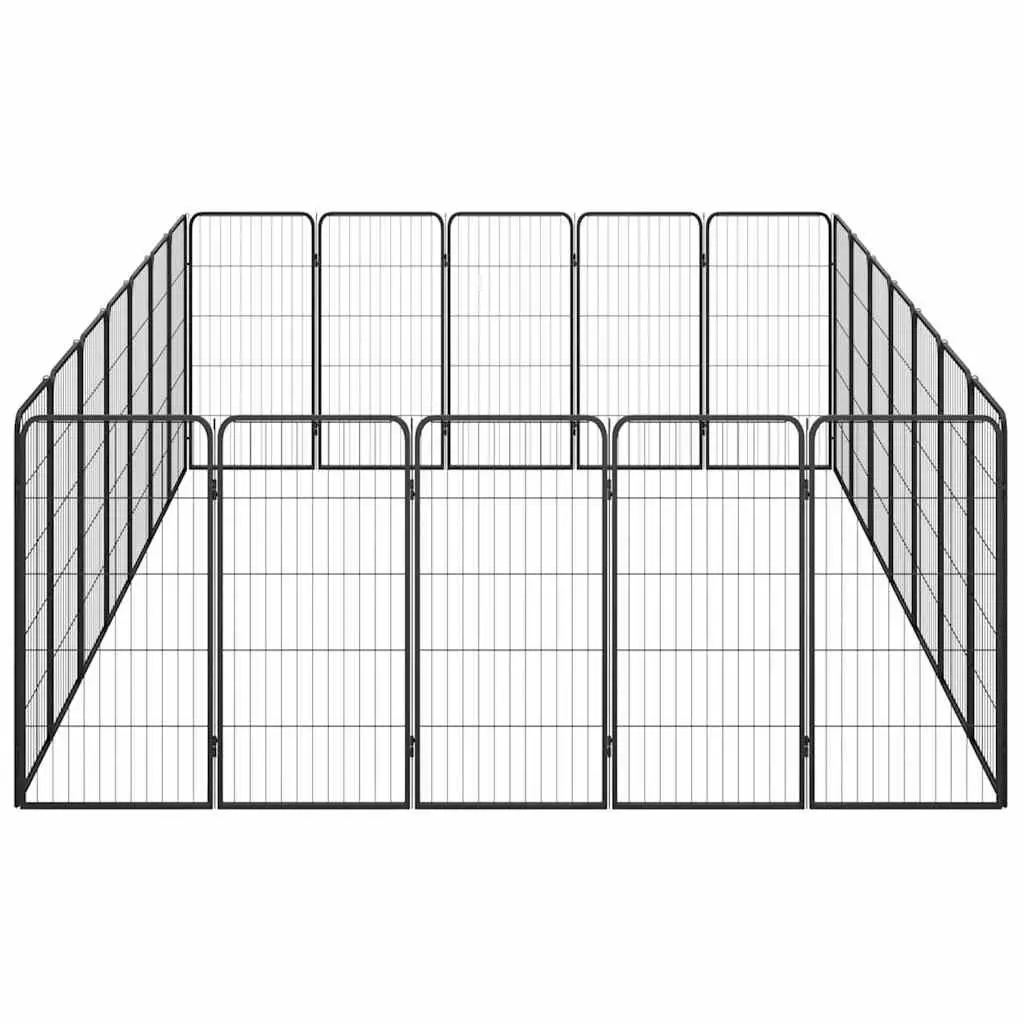 Dog Playpen Outdoor Use 24-Panel Black Powder-coated Steel Exercise