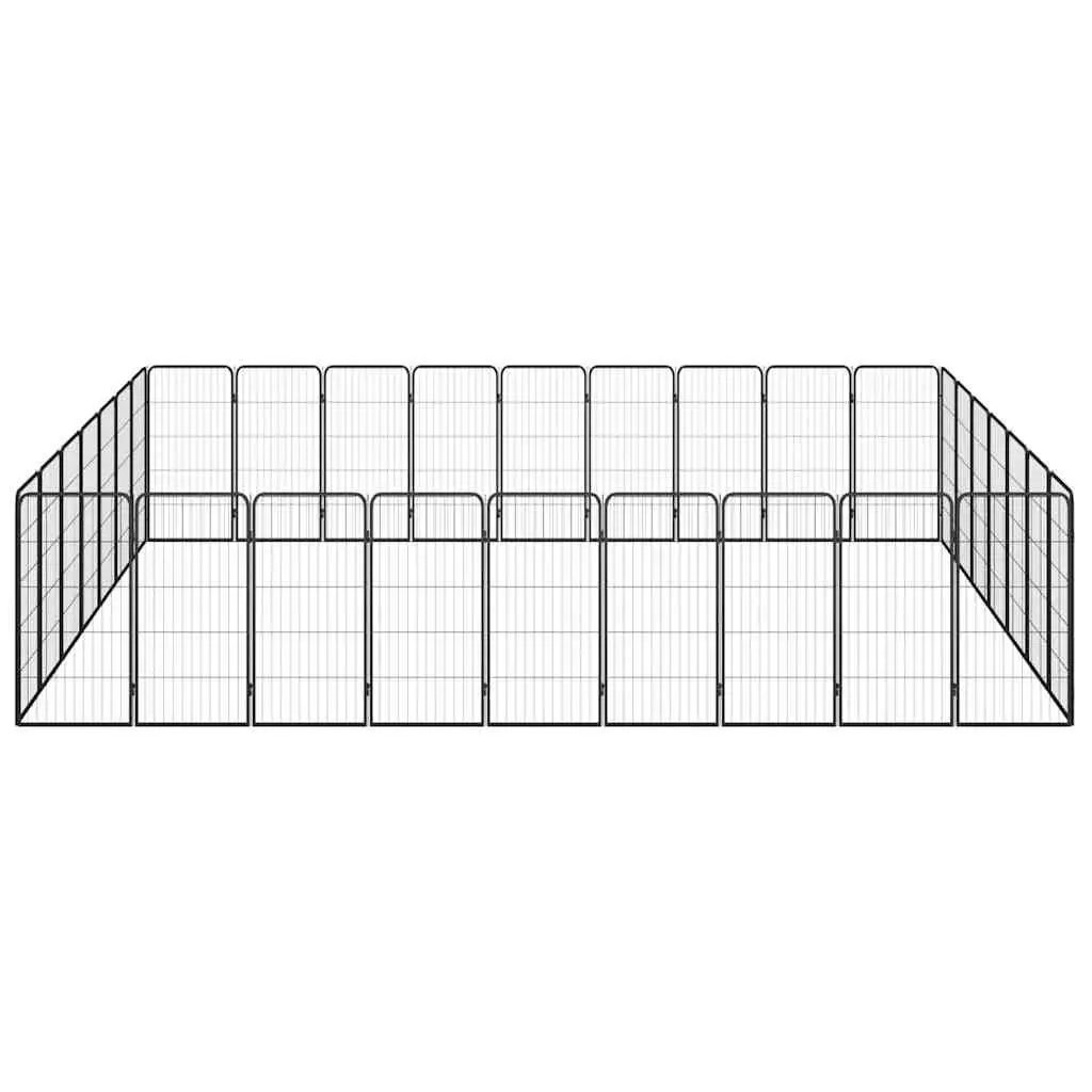 32-Panel Black Steel Dog Playpen
