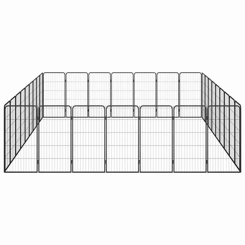 32-Panel Black Steel Dog Playpen