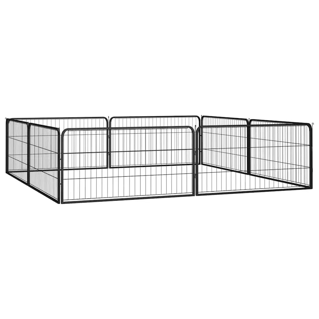 8 Panel Dog Playpen Outdoor Exercise Pen Black 100 x 50 cm