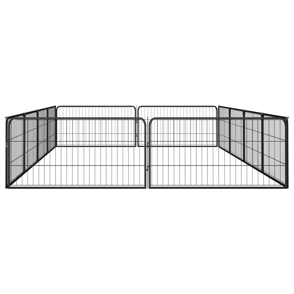 Dog Playpen Outdoor 12 Panel Black Powder-Coated Steel 100x50cm