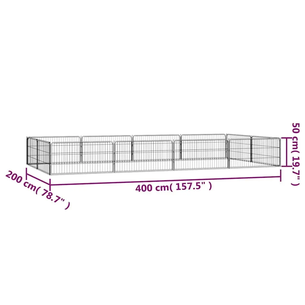 Dog Playpen Outdoor 12 Panel Black Powder-Coated Steel 100x50cm