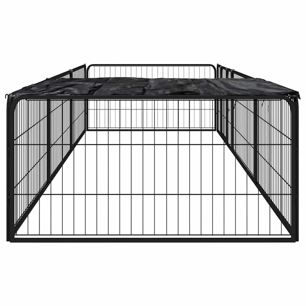 8-Panel Dog Playpen Black 100x50 cm