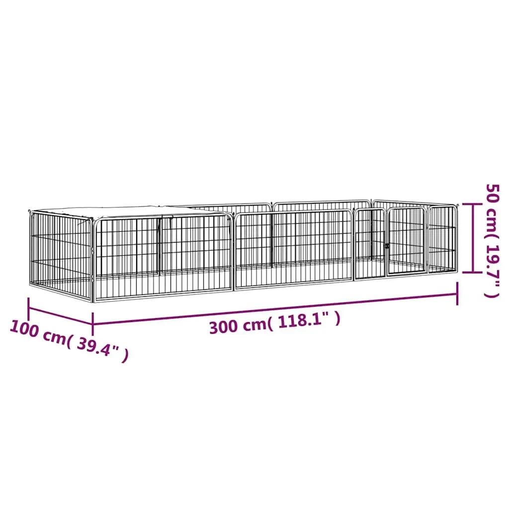 8-Panel Dog Playpen Black 100x50 cm