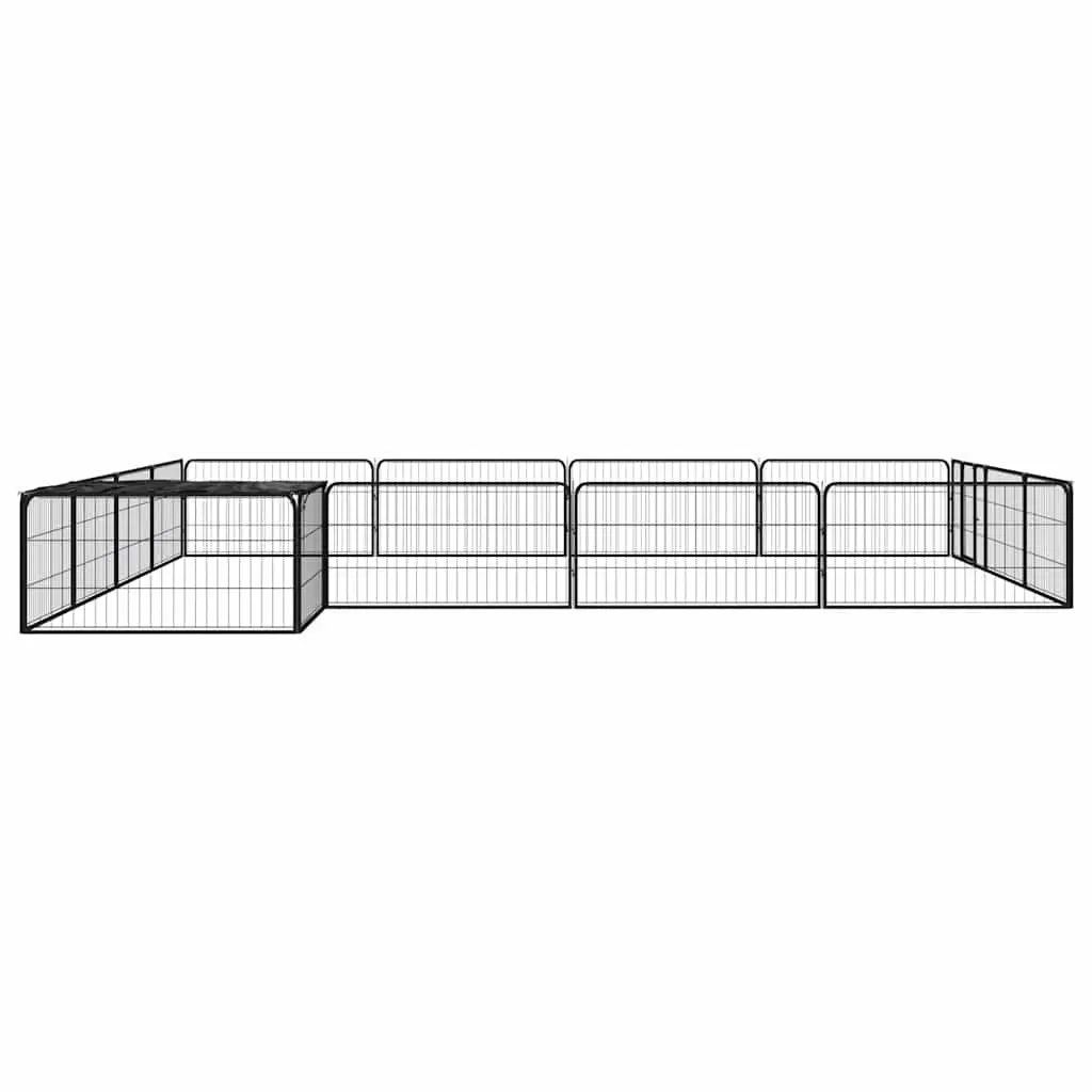 Dog Playpen 16-Panel Black 100x50 cm Steel Exercise Pen Pet Enclosure