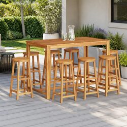 8 Pieces Solid Acacia Wood Bar Stools - Specs Inside