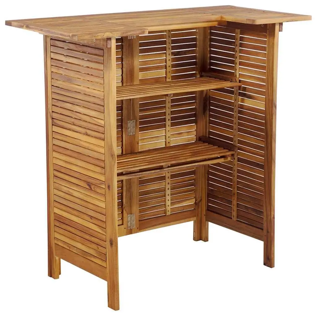 Garden Bar Set 5 Piece Outdoor Bistro Table Stools Brown Acacia Wood Patio