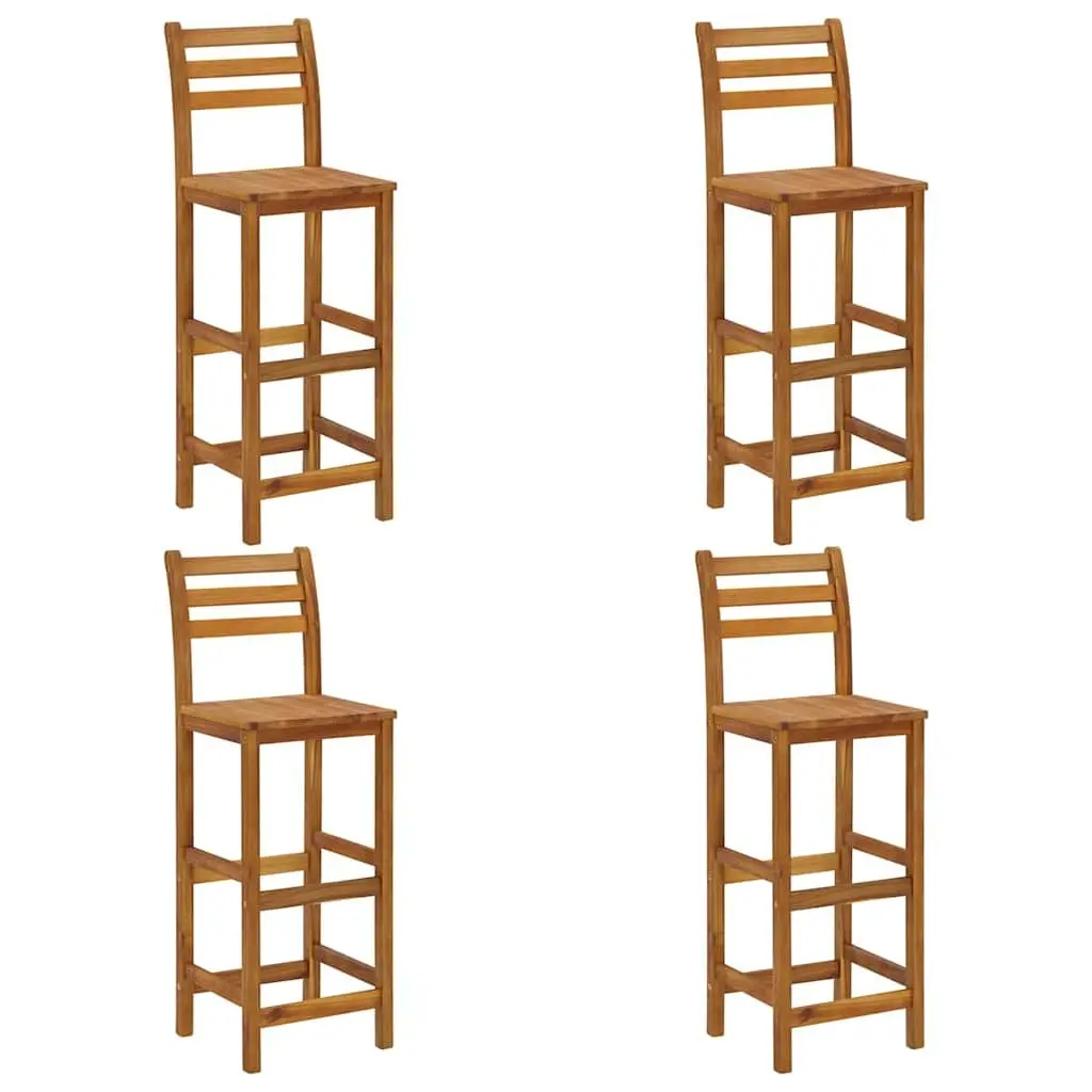 5 Piece Outdoor Bistro Set with Rooftop Table and Bar Stools for Patio Garden Solid Acacia Wood Brown