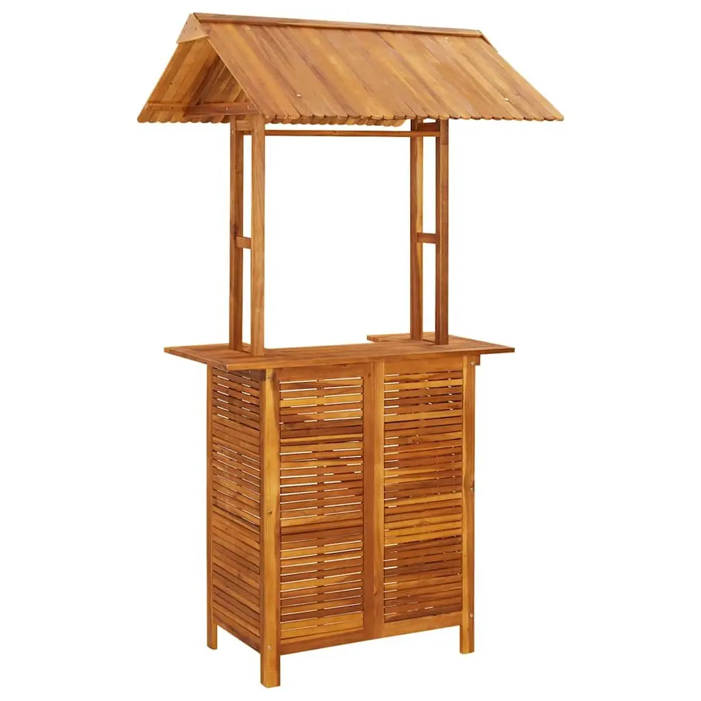 5 Piece Garden Bar Set Outdoor Use Solid Acacia Wood Bistro Table and Bar Stools