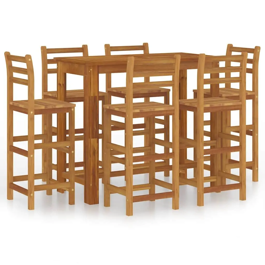7 Piece Garden Bar Set Outdoor Furniture Patio Bistro Table Solid Acacia Wood