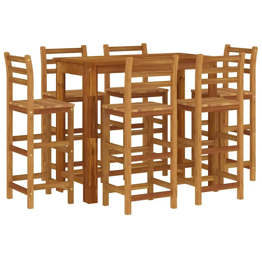 7 Piece Garden Bar Set Outdoor Furniture Patio Bistro Table Solid Acacia Wood