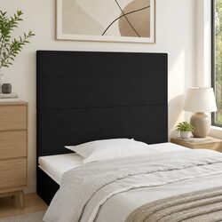 Black Fabric Headboard Adjustable Height Wooden Legs Bedroom Bed Back Support