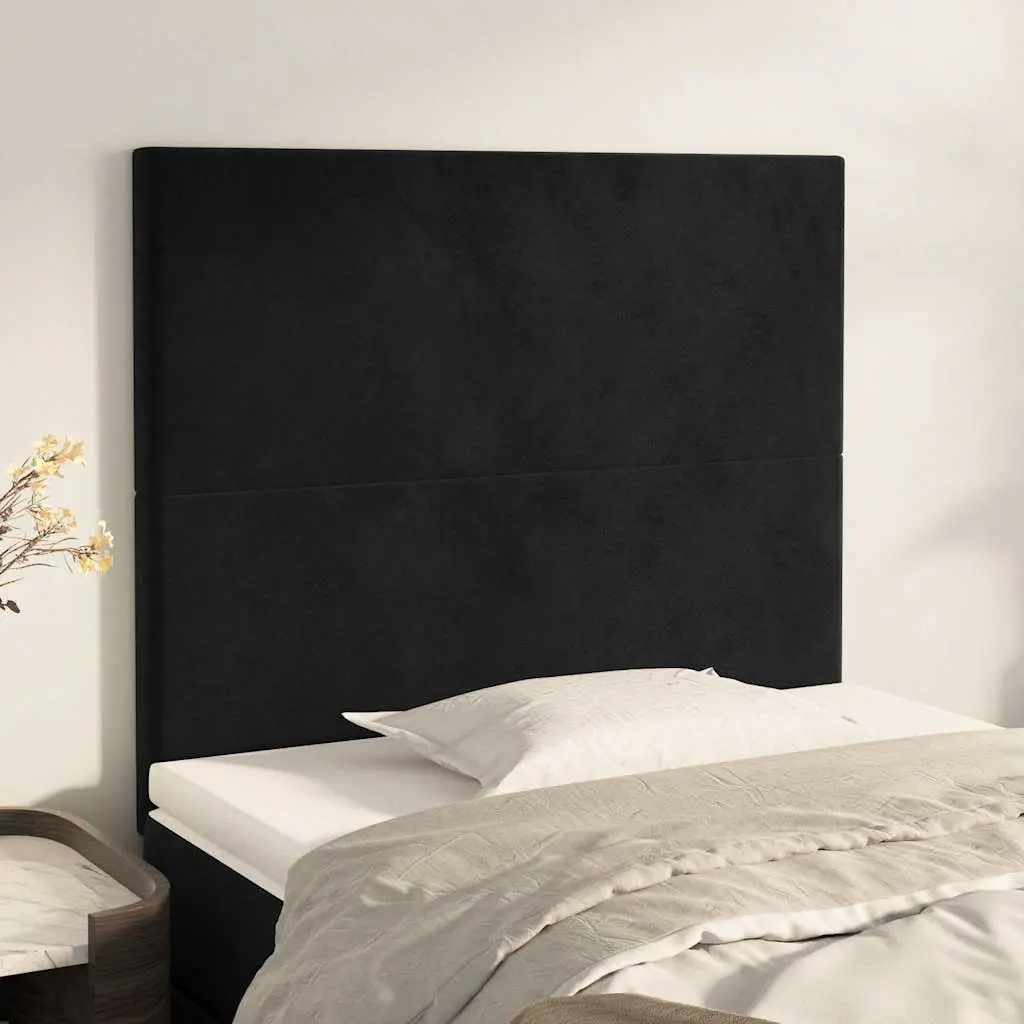 Adjustable Headboard Velvet Support for Bed Frame 100cm Width 118cm Height Black
