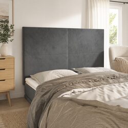 Grey Velvet Headboard 144cm Wide Adjustable Height Bedroom Furniture Wooden Legs