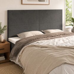 Adjustable Dark Grey Velvet Headboard – 200x5x118/128 cm