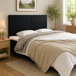Black Faux Leather Headboard 200cm with Adjustable Height