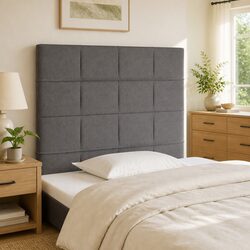 Dark Grey Fabric Headboard: 80 x 5 x 118/128 cm Dimensions