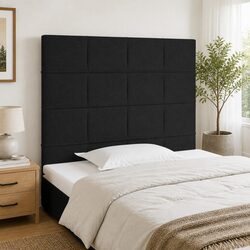 Specifications of Black Fabric Headboard with Wooden Legs