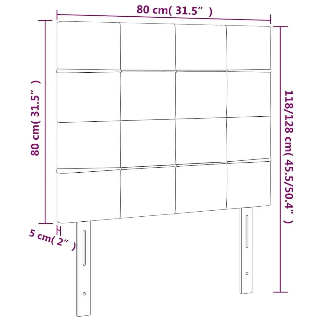 Fabric Headboard for Bedroom Adjustable Height Black 80 x 5 x 118/128 cm