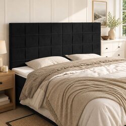 Specifications of Velvet Headboard: Black, 200x5x118/128 cm