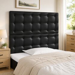 Faux Leather Headboard - 80cm Width, Adjustable Height, Black