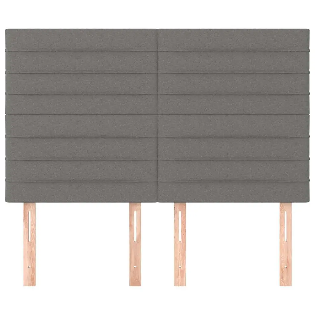 Dark Grey Fabric Bed Head with Wooden Legs