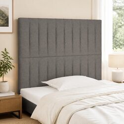 Dark Grey Fabric Headboard Adjustable Height Bedroom Bed Back Support Wooden