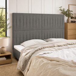 Headboard Dimensions: 144W x 5D x 118/128H cm, Grey Fabric