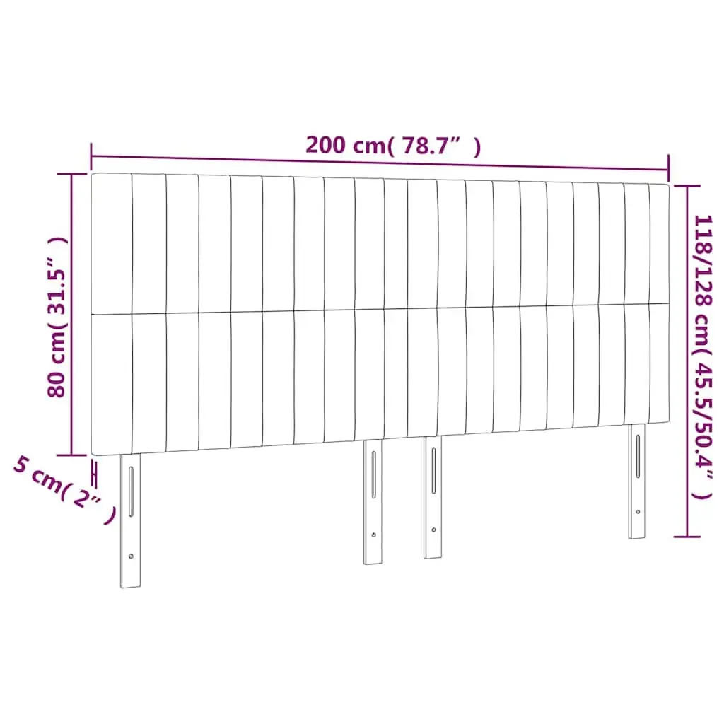 Headboard Dark Grey 200x5x118/128 cm Fabric Bedroom Bed Head with Wooden Legs