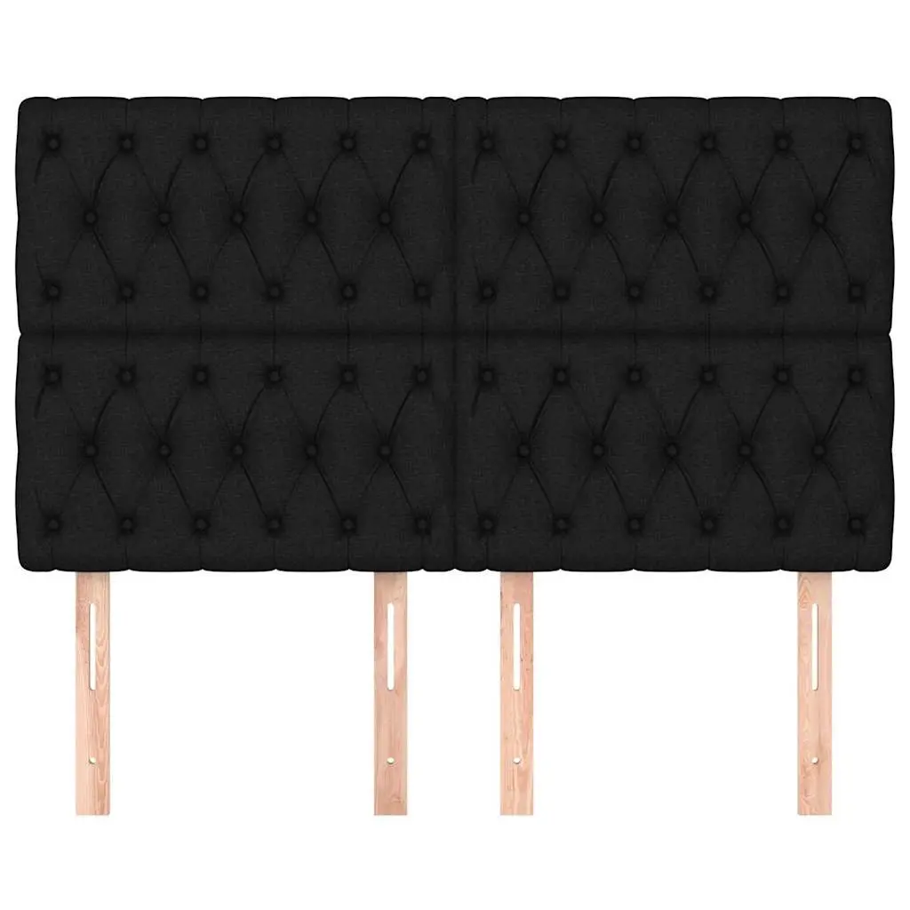 Black Fabric Headboard 160cm Adjustable Height Wooden Legs Bedroom Furniture