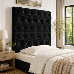 Black Velvet Headboard: 80W x 7D x 118/128H cm