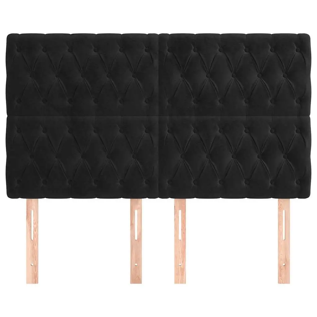 Velvet Headboard Bedroom 160cm Adjustable Height Black