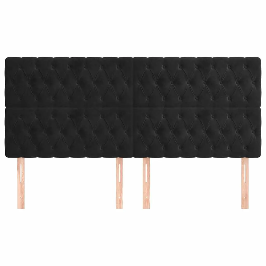 Velvet Headboard Black Bedroom 200cm Adjustable Height