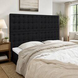 Black Fabric Headboard - 144W x 5D x 118/128H cm
